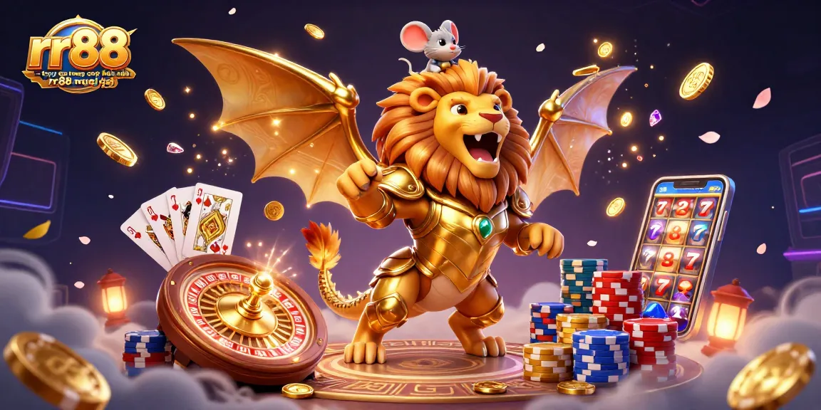 Experience rr88 - truy cập trang chủ nhà cái rr88 mới nhất with a vivid 3D casino illustration showcasing a mythical chimera.