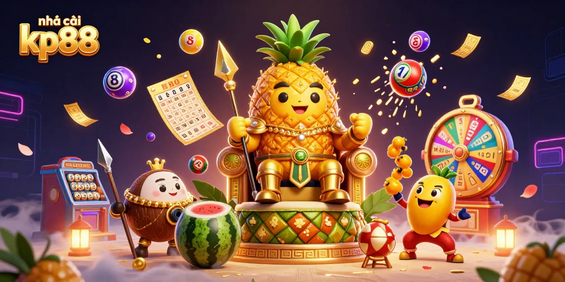 Experience the excitement of nhà cái kp88 with vibrant lottery elements and animated characters in a dynamic casino setting.