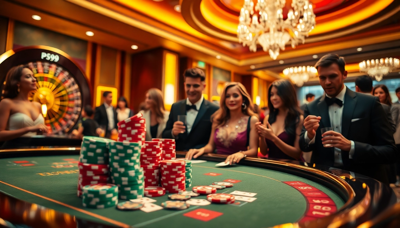 Casino excitement at PS99 with players enjoying poker and roulette.