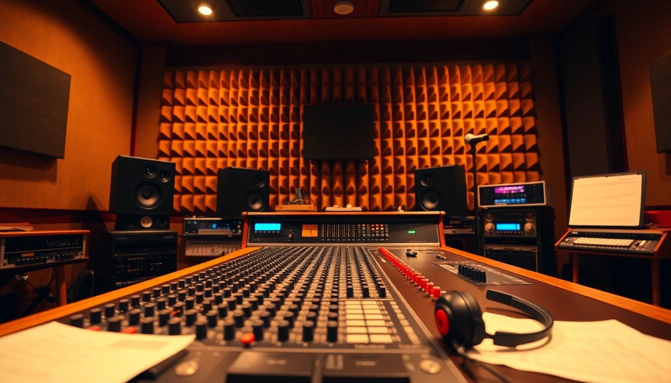 Experience professional online audio mastering with a vintage mixing console in a cozy studio setting.