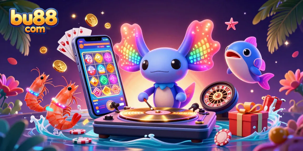 Experience thrilling casino vibes with bu88 com in a vibrant 3D digital illustration of unique characters.