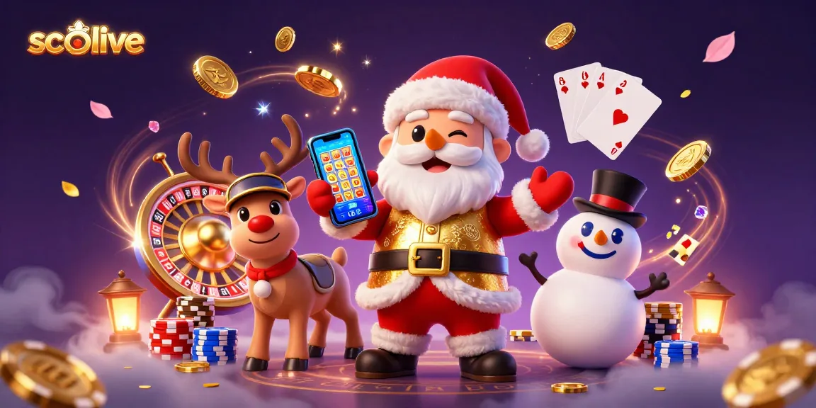 Socolive offers exciting jackpot slots action with Santa Claus and friends in a vibrant casino scene.