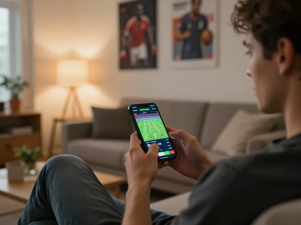Place bets on exciting matches with the 68 win mobile app in a cozy living room setting