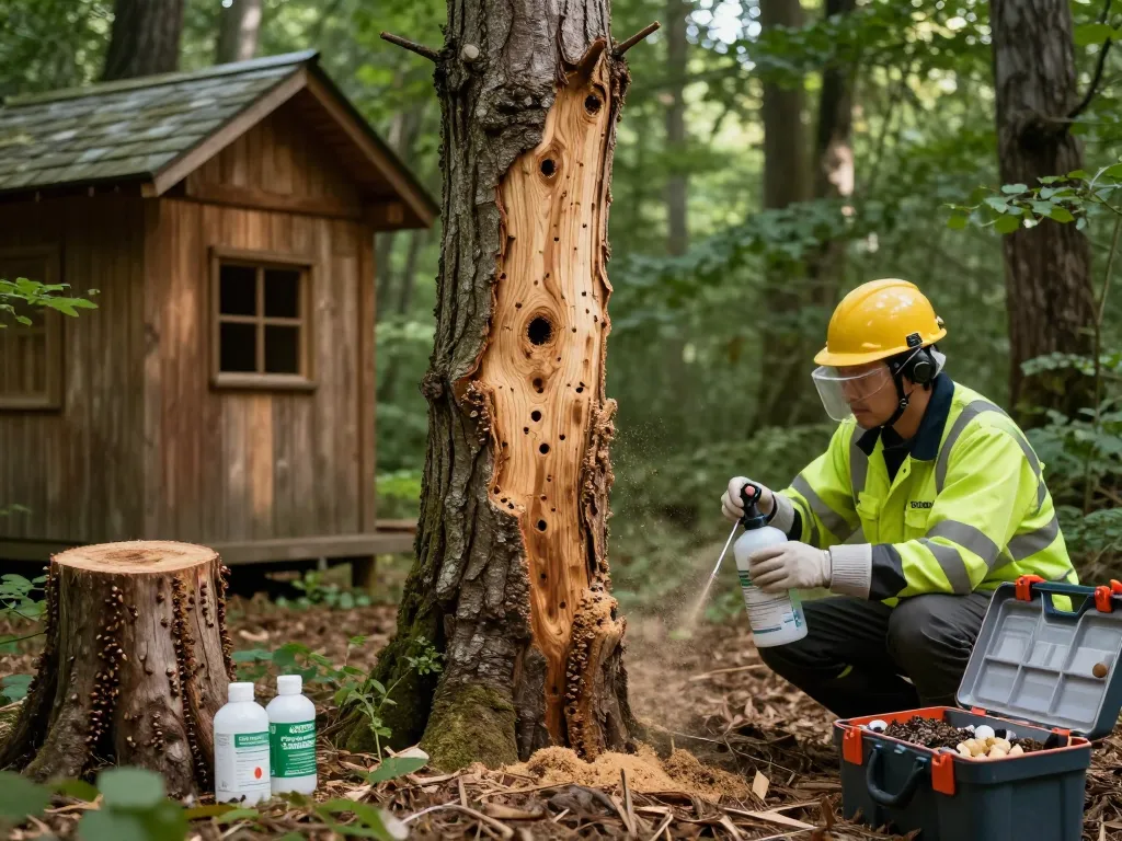 eliminazione dei coleotteri del legno attraverso ispezioni professionali di alberi e strutture in legno infestati