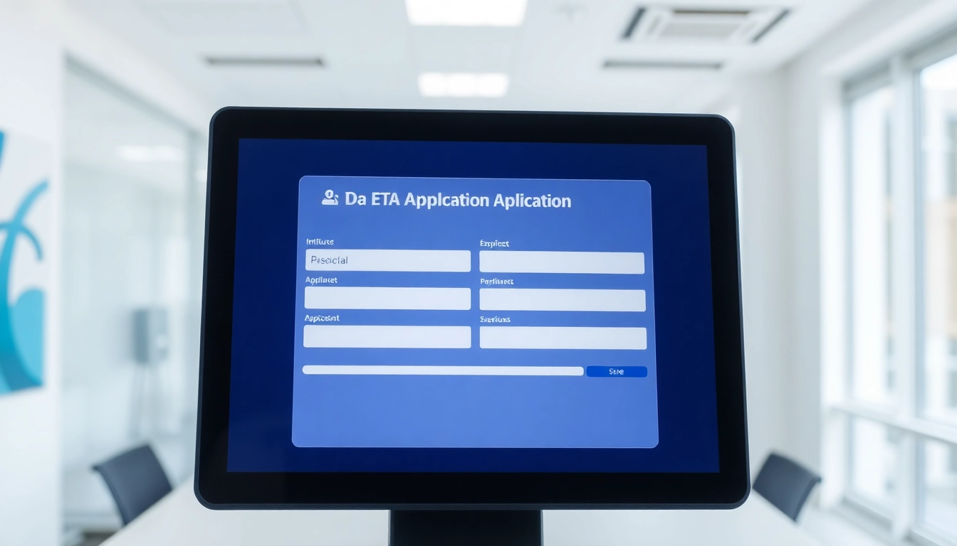 Streamlined eta application uk interface displayed on a modern screen.