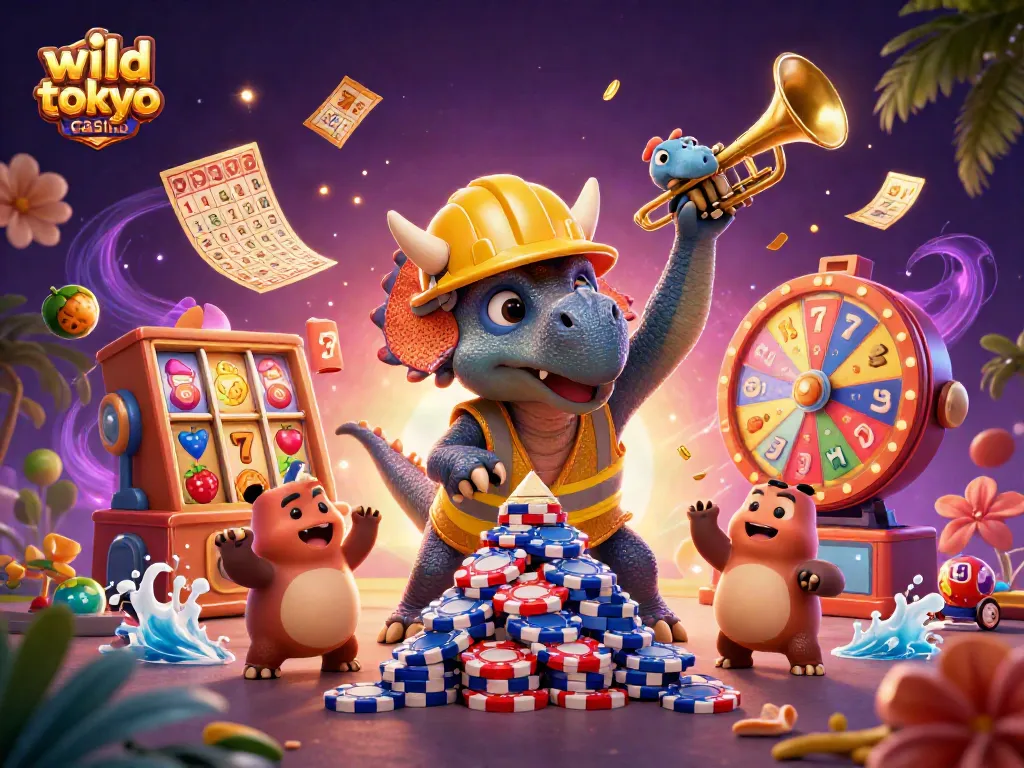 Play at wild tokyo casino with vibrant characters and exciting games in a colorful 3D scene